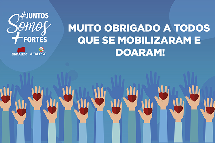 SINDALESC E A AFALESC agradecem a todos pelas doações